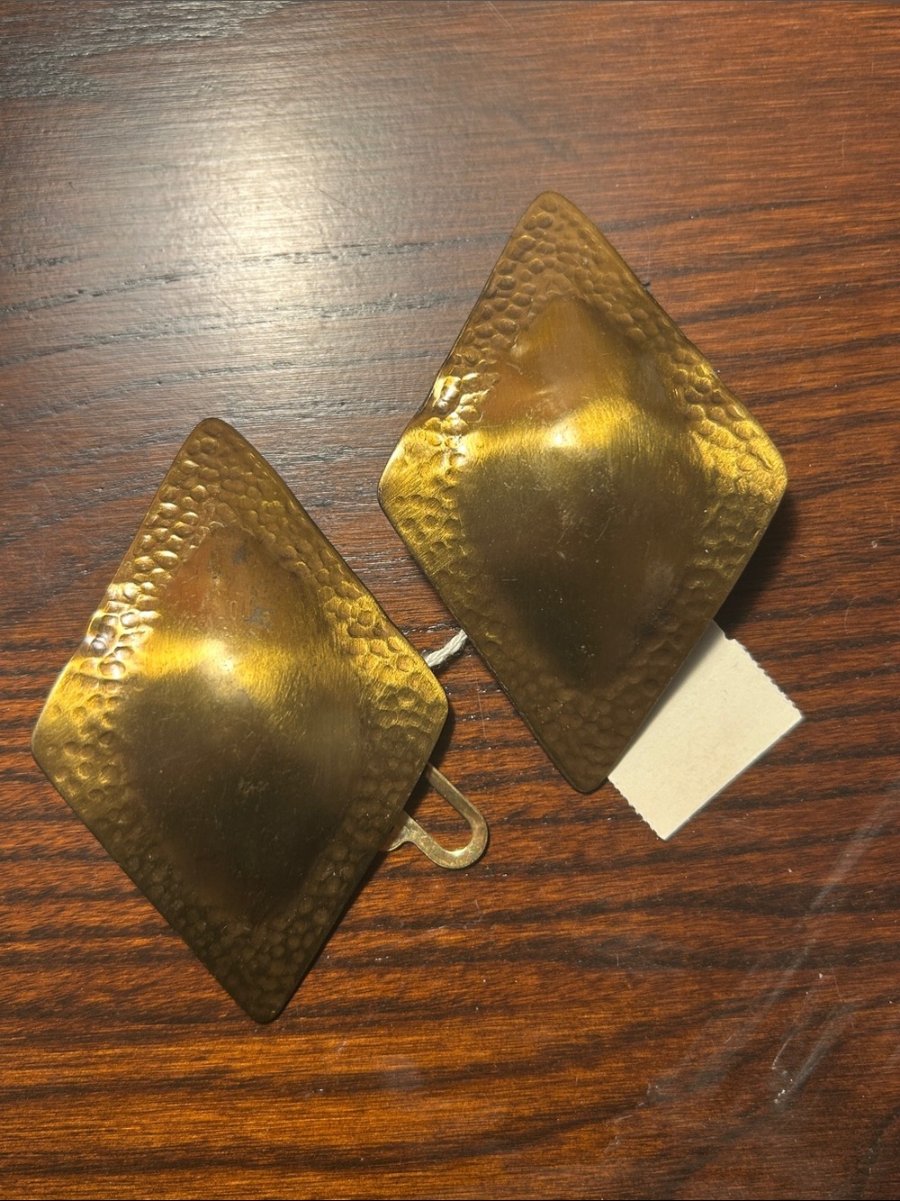 Gold-Tone Hammered Diamond Belt Buckles